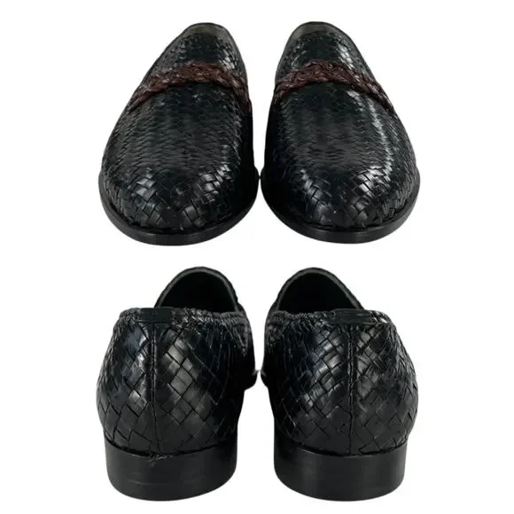 Versace Vintage Leather Woven Loafers